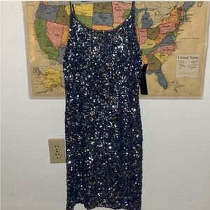 Blue & Silver Sequin Dress
